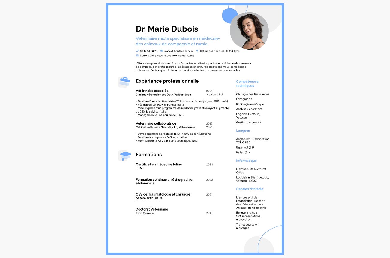 cv veterinaire